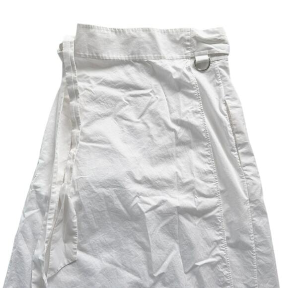 Tibi Eco Poplin Back Wrap Skirt White Size 2 Organic Cotton Midi Lightweight - Picture 4 of 9